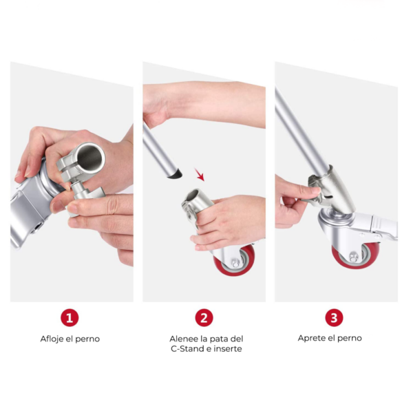 Juego de 3 ruedas de 3", para C-Stand - Imagen 5