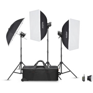 Kit Godox MS300V-D, 3 flashes con luz Led de modelado
