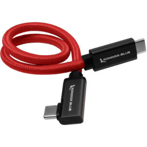 Cable USB-C 3.1 Gen 2 en ángulo recto Kondor Blue (12", rojo cardenal)
