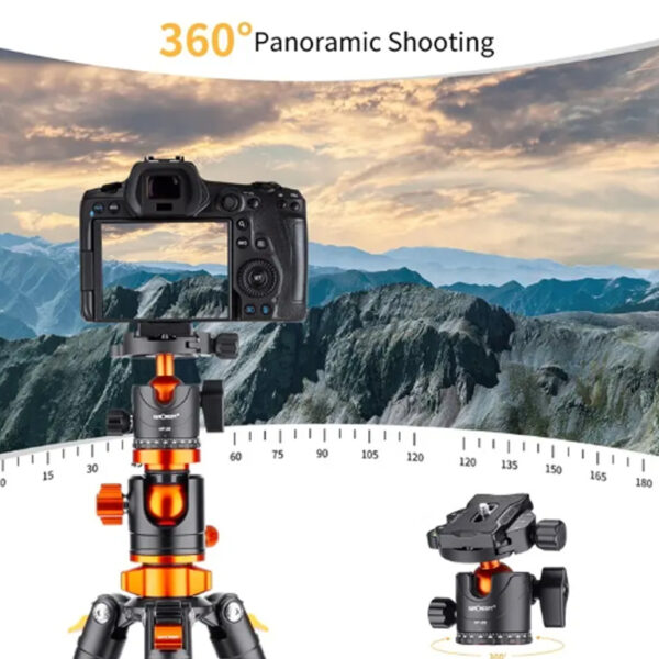 Trípode Monopod Cenital K&F Concept T254A4 + BH-28L, 185cm, 10kg. (KF09.090V1) - Imagen 3