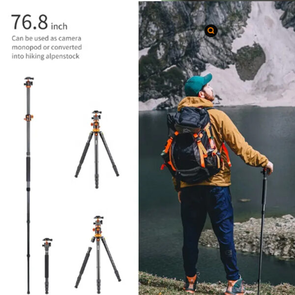 Trípode Monopod Cenital K&F Concept T254A4 + BH-28L, 185cm, 10kg. (KF09.090V1) - Imagen 6