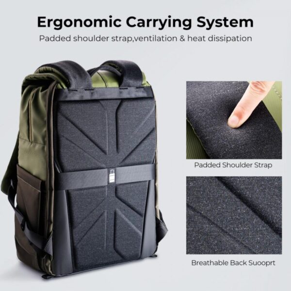 Mochila K&F Concept Beta Backpack, Verde Militar, 20 litros - Imagen 6