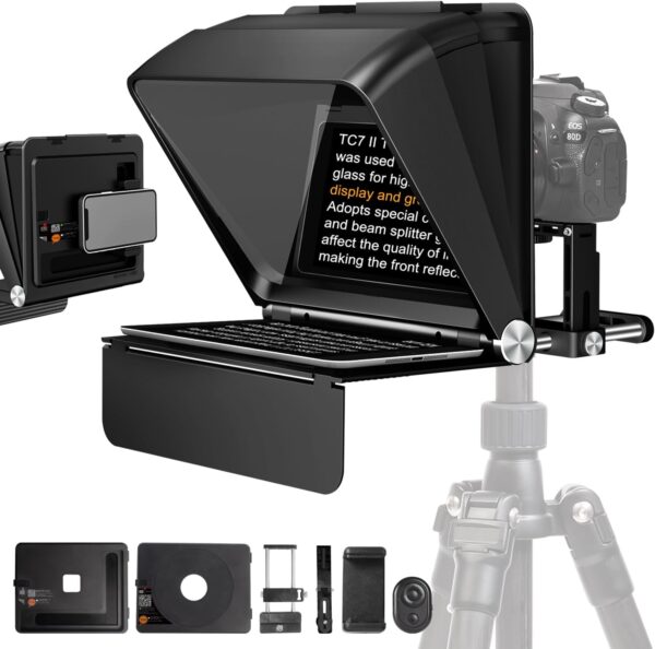 Teleprompter Lensgo TC7II Ultimate para cámara, celulares y iPad, proyección de hasta 7.9″