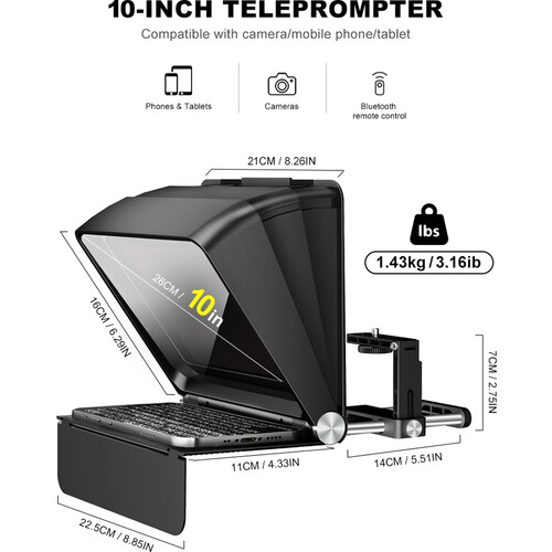 Teleprompter Lensgo TC7II Ultimate para cámara, celulares y iPad, proyección de hasta 7.9″ - Imagen 7