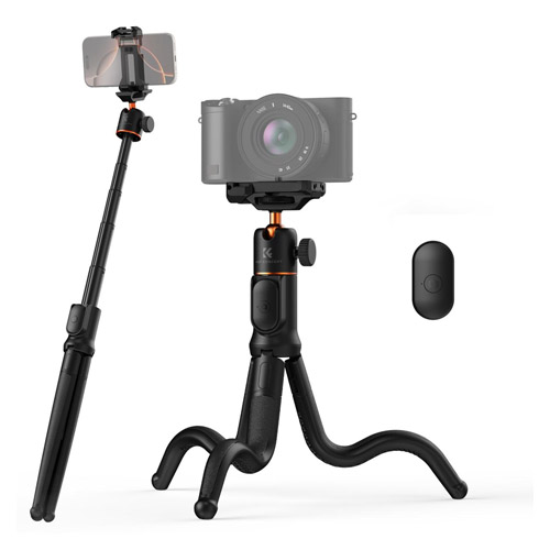 Mini Trípode selfie stic K&F Concept MS29 con patas flexibles y control remoto carga 2kg, 60cm