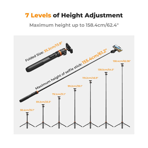 Mini Trípode extensinle para Celular y cámaras de acción K&F Concept MS08, 160cm - Imagen 2
