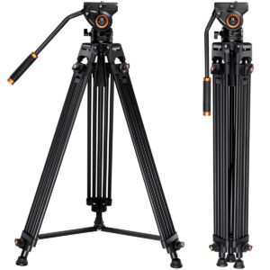 Trípode de Video K&F Concept VA3+BV30 con cabezal fluido Carga, 13kg, 190cm