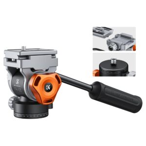 Cabezal fluido para trípode con carga máxima de 5 kg (11 lb), suave como la seda, estable para paneo e inclinación, compatible con Arca Swiss, modelo FH-03.