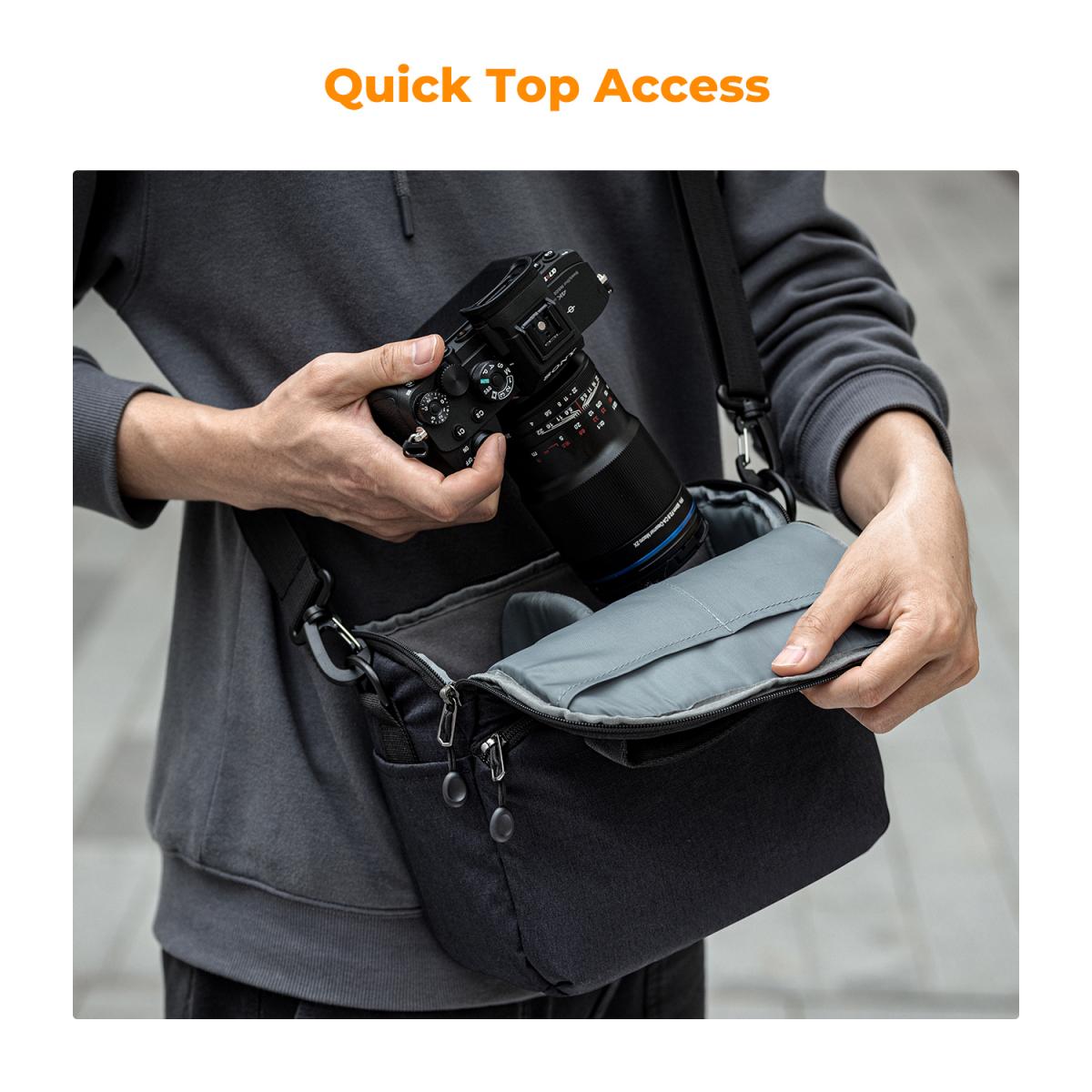 Bolso bandolera pequeño para cámara K&F Concept, ideal para cámaras DSLR/SLR y fotografía. Bolsos de hombro compactos y atractivos para fotógrafos - Bolso bandolera Urban Wander 05 de 5 litros (azul). - Imagen 2