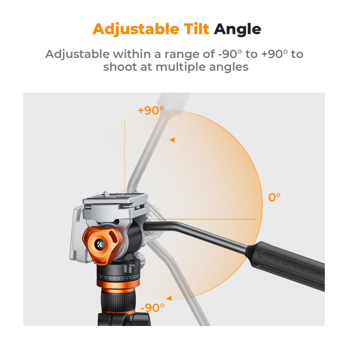 Cabezal fluido para trípode con carga máxima de 5 kg (11 lb), suave como la seda, estable para paneo e inclinación, compatible con Arca Swiss, modelo FH-03. - Imagen 4