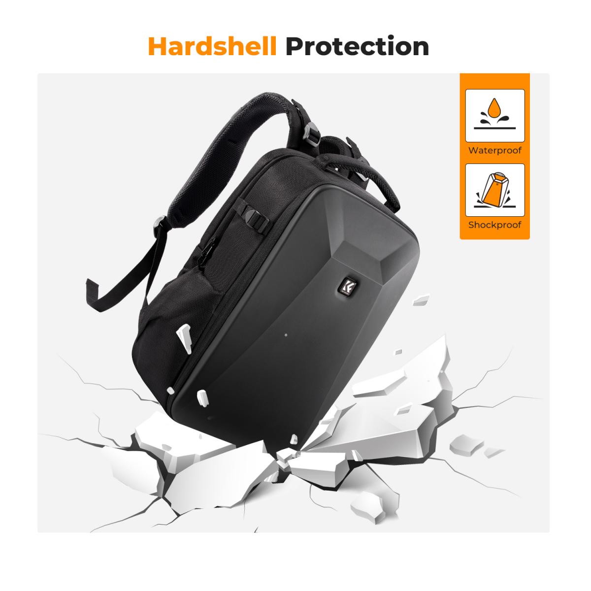 Mochila para cámara K&F Concept, carcasa rígida Nature Wander 10 de 22 L (negra) - Imagen 4