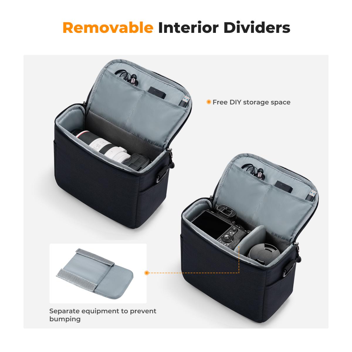 Bolso bandolera pequeño para cámara K&F Concept, ideal para cámaras DSLR/SLR y fotografía. Bolsos de hombro compactos y atractivos para fotógrafos - Bolso bandolera Urban Wander 05 de 5 litros (azul). - Imagen 4