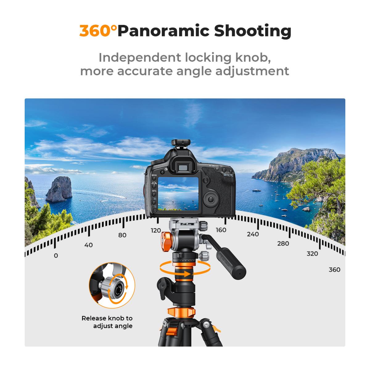 Cabezal fluido para trípode con carga máxima de 5 kg (11 lb), suave como la seda, estable para paneo e inclinación, compatible con Arca Swiss, modelo FH-03. - Imagen 5
