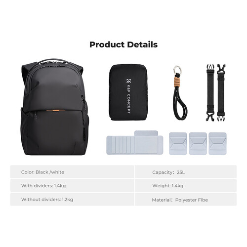 Mochila K&F Concept Urban Wander 03 (Negra, 25L) - Imagen 8