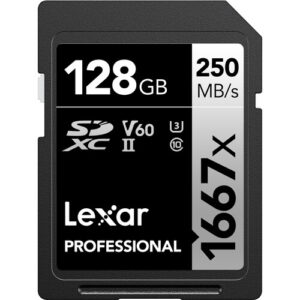 Tarjeta de memoria Lexar Professional de 128 GB, 1667x, UHS-II SDXC   V60