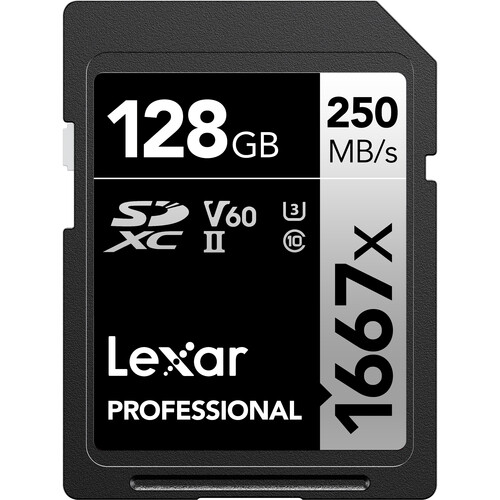 Tarjeta de memoria Lexar Professional de 128 GB, 1667x, UHS-II SDXC V60