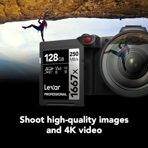 Tarjeta de memoria Lexar Professional de 128 GB, 1667x, UHS-II SDXC V60 - Imagen 5
